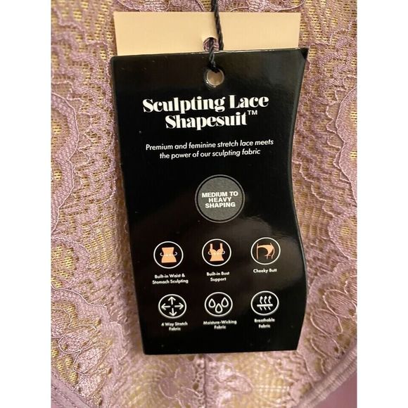 Pinsy Women's Sz XL Lilac Sculpting Lace Shapesuit Shapewear Bodysuit - Picture 3 of 6